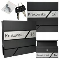 Pašto dėžutė su išgraviruotu namo numeriu, antracito spalvos