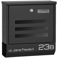 Laiškų dėžutė su UV spaudos namo numeriu, juoda