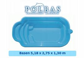Poliesterinis sodo baseinas 5,18 x 2,75 x 1,30 m su rinkiniu