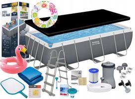 Baseinas Bestway 56441 404x201x100 cm su dangčiu, pompa, kopėtėlėmis ir chloro dozatoriumi