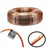 Laistymo juosta 16 mm, 100 m, ruda, su kompensacija, lašintuvai kas 33 cm