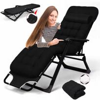 Sulankstoma GARDEN BEACH kėdė DC01-BK-BK su pagalvėle, juoda