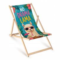 Medinė sulankstoma paplūdimio gultas NO DRAMA LLAMA, pilnai margintas
