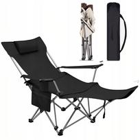 Sulankstoma juoda lauko gultas su kojų atrama GARDEN LOUNGER