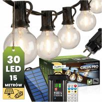 Saulės girlianda, 30 LED, 15 m, dekoratyviniai šviečiantys burbulai, su pulteliu