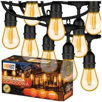 Lauko girlianda, 20 m, 20 LED E27 lemputės, atspari vandeniui