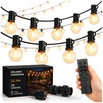 Sodo girlianda su 20 LED lempučių, 20 m, su nuotolinio valdymo pultu