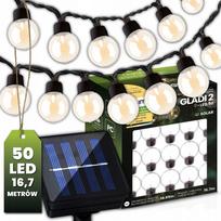 Saulės girlianda sodui, 50 LED dekoratyvinių burbulų, 16,7 m, šilta 3000K šviesa