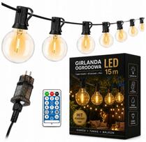 Lauko girlianda GARDEN, 25 LED lempučių, 15 m, su nuotoliniu valdymu