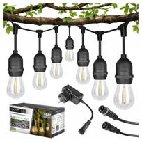 Lauko girlianda, 15 m, 15 LED lemputės, E27, atspari vandeniui