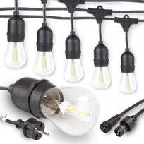 Lauko girlianda su 10 x E27 LED lemputėmis, 5 m, IP65