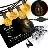 Lauko girlianda, 3 m, 10 LED lempučių, E12, atspari vandeniui, IP67