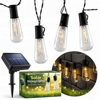 Saulės girlianda su 20 LED lempučių, lauko apšvietimui