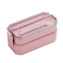 1 PIECE Kitchen Microwave Lunch Box Wheat Box Wheat Shoes 2 Layers Table Storage Container Children Children Desktop Portable Bento Bento Box | Breakf