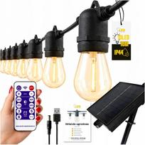 Lauko girlianda GARDEN GARLAND, saulės energija, 10 m, 10 E27 lempučių, šiltai balta