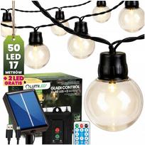 Lauko saulės girlianda Gladi Lumiled, 16,7 m, 50 LED burbulų, su nuotolinio valdymo pultu ir laikmačiu, IP44