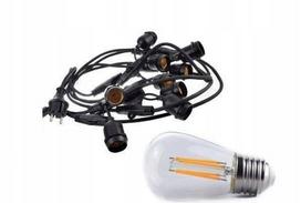 Sodo girlianda 5 m, 5 lizdai, su 5 Edison LED lemputėmis 4W ST45 E27, 2800K