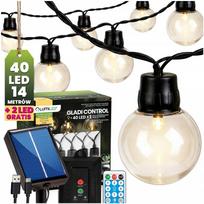 Saulės girlianda 13,6 m, 40 LED burbuliukų, su nuotoliniu valdymu, USB-C, laikmatis, IP44