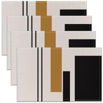 4/6/8pc Mid Century Modern Linen Placemats Retro Burnt Orange Geometric Semicircle Dining Table Mats Washable Kitchen Mats 4pcs