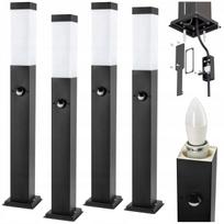 Lauko šviestuvų rinkinys su jutikliu, 60 cm, LED E27, IP54, 4 vnt.