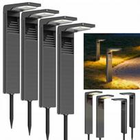 Saulės šviestuvų rinkinys, 4 vnt., LED, su smeigtukais ir sutemų jutikliu