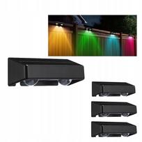 Lauko saulės šviestuvai su LED, RGB, 2 LED, sieniniai, 4 vnt.