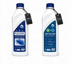 Baseino chemijos rinkinys BLUE MAGIC 1 l: vandens žydrumo priemonė + ANTIGLONE 1 l