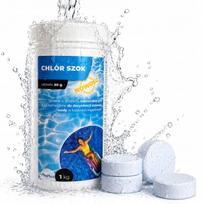 Chloro tabletės baseinui Miralux, 20 g, 1 kg, greitam vandens dezinfekavimui