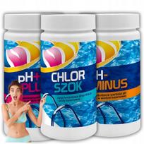 Baseino chemikalai: chloras, pH+ ir pH– rinkinys 3in1