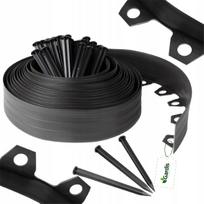 Plastikinė vejos tvorelė GARDEN EDGING, 10 m, 8 cm, juoda, su ankeriais
