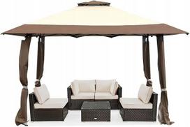 Sodo paviljonas su dvigubu stogu, atsparus vandeniui ir UV, 4x4x2,8 m