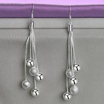 CHSHINE 925 Sterling Silver Smooth Matte Tassel Ball Earrings For Women Fashion Charm Jewelry 8.60cm