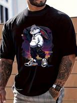 1pc Men'S Casual Crew Neck T-Shirt with Domineering Rabbit Print,  Knit Fabric with Slight Stretch, Regular Fit Tee for Adults XXXXXL juoda