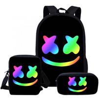 Marshmello Kuprinė Kelioninė Nešiojamojo Kompiuterio Krepšys 3vnt Kuprinė Pieštukinė Maišelis Knygų Krepšys