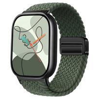 Magnetic strap for Xiaomi smart Mi band 9 pro/8 pro watch band Comfortable Stretchable Braided Correa Redmi Watch 4 5 6 Brecelet tamsiai alyvuogių žalios spalvos