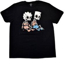 The Simpsons Mens Bart & Lisa Simpson Skeletons Funny Black Shirt New S-XL L