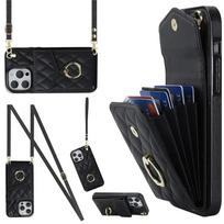 Odinė piniginė su dirželiu per petį, dėklas kortelėms ir telefonui, skirtas iPhone 17 Air 16E 16 15 Pro Max 14 Plus 13 12 11 X XS XR, su žiedu, atverčiamas dangtelis iPhone 14 Pro Max