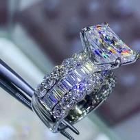 2026 Couple Exquisite Light Luxury High-end Ring, Exaggerated Shiny Zircon Ring, Engagement Wedding Matching no. 6