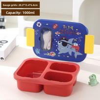 Cute Style Microwaveable Bento Box With Divided Design For School And Work Lunches Blue Red 1000ml