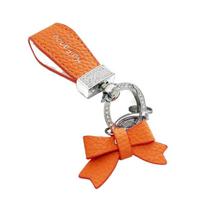 Ladies Bag Fashion Decoration Leather Car Keyring Matte Buckle Car Key Pendant  Small Gift orange-silver chain