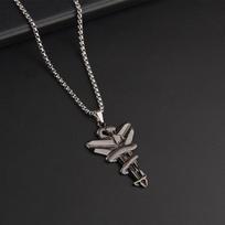 Trendy Vintage Memorial Black Mamba Snake Cross Pendant Necklace Men Women Religious Hip Hop Jewelry Anniversary Punk Gifts 60cm black