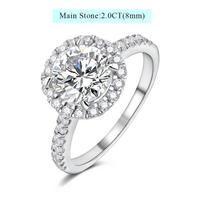 LinkerLove 2ct Halo Moissanite Engagement Ring for Women S925 Silver Diamond Wedding Band 18K Gold Plated Fine Jewelry 4&925 Sterling Silver