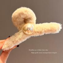 Fashion Plush Grab Clip Women'S Premium Sense Fluff Clip Headgear Hairpin Large Hairpin Back Head Disc Hair Shark Clip