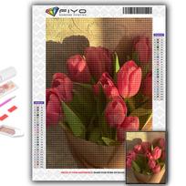 Visas 5D „Pasidaryk pats“ deimantinė tapyba Gėlės Tulpes 5D deimantinė tapyba Full Square 20X30CM black