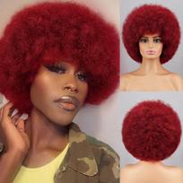 XINRAN Afro Moteriškas trumpas garbanotas perukas su kirpčiukais Sintetinio pluošto kasdieniam dėvėjimui skirtas Cosplay Afrikos moterų perukas. 5881-bug