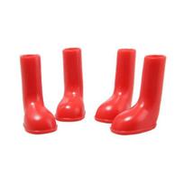 4Pcs Dog Puppy Shoes Waterproof Non Slip Stretchy Pet Protective Rain Boots S raudona