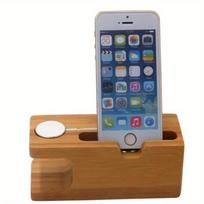 Bamboo Phone Holder Station Dock Wood Charge Stand for Apple Watch Series 1 2 3 Compatible with 42mm 38mm Charger Cable