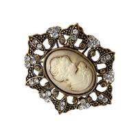 Intricate Filigree Cameo Pin Antique Gold Tone Brooch Party Prom Brooch For Formal Events And Special Occasions 1