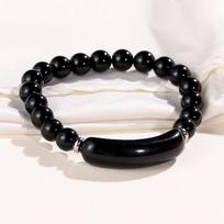 Natural Stone Bracelet Tiger Eye Obsidian Green Dongling Bridge Pendant Bracelet Gift for Elders on Holidays Obsidian【Contact Custom