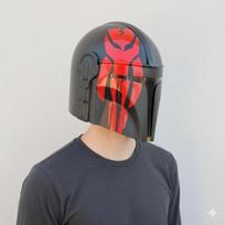 Mandalorian Helmet Black Red Wearable Steel, Cosplay Prop, Handmade Armor Helmet, Unique Gift for Star Wars